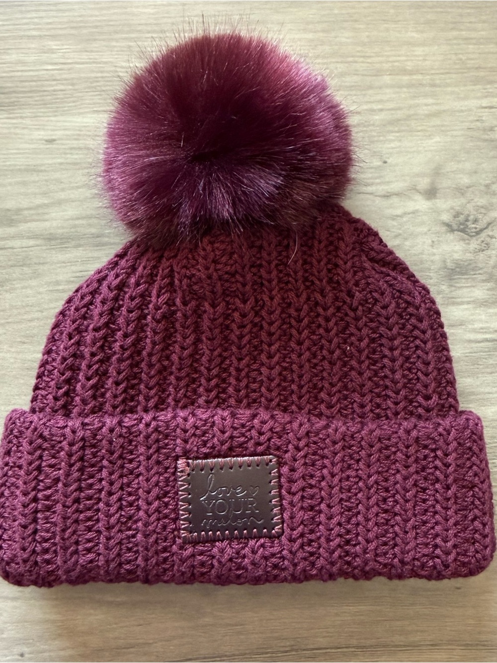 Love Your Melon Pom Beanie in Deep Wine